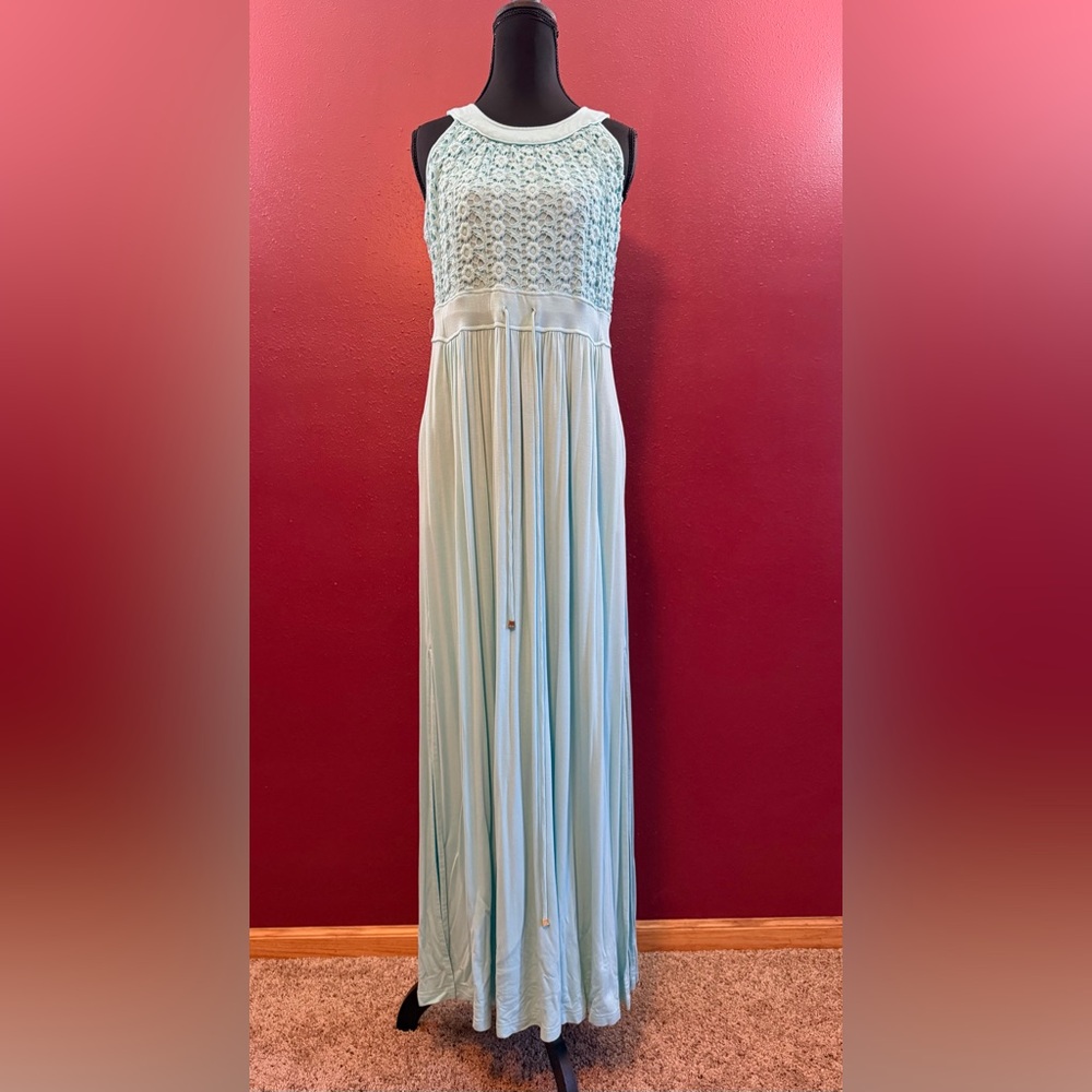 Calvin Klein Light Blue Lace Maxi Dress